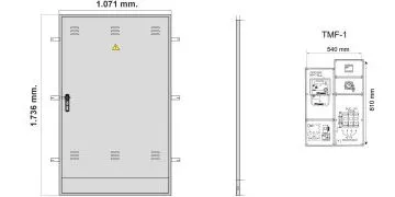 NA02062. Puerta empotrar en pared/ nichos FECSA ENDESA para TMF-1/ 63A/ 43,64Kw/ Armario GRA 2210/940. (medida 1736x1071mm)
