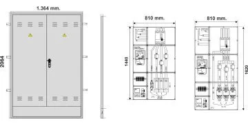 NA02064. Puerta empotrar en pared/ nichos FECSA ENDESA doble hoja/ Armario GRA 2550/1210. (medida 2064x1364mm)