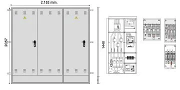 NA02070. Puerta empotrar en pared/ nichos FECSA ENDESA con DOS PUERTAS INVERTIDAS, una para CS+CGP, otra de DOBLE HOJA TMF-10 de hasta 346 KW.,. CIERRE  COMPAÑÍA+ JIS/ PARA GRA-6 INVERTIDO (medida 2057x2153mm)